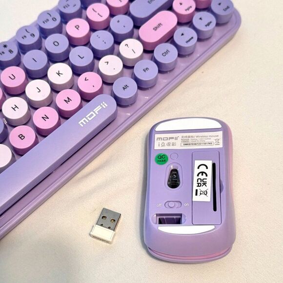 Purple Wireless Typewriter Keyboard and Mouse Set - Picture 4 of 6